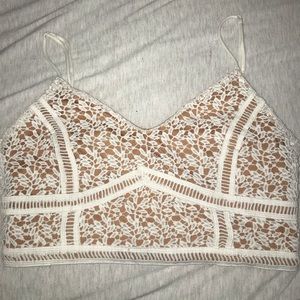 White lace crop top